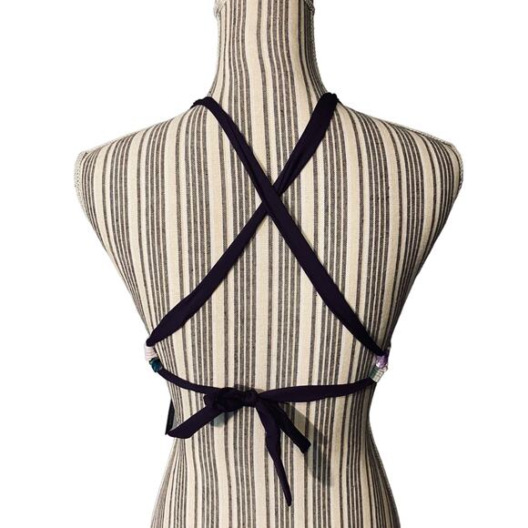 A.N.A A New Approach Purple & White Floral Crisscross Bikini Top Women Sz S - Picture 2 of 12